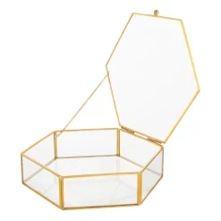 Szkatułka szklana Altom Design, Gold Honey, 20 x 19 cm