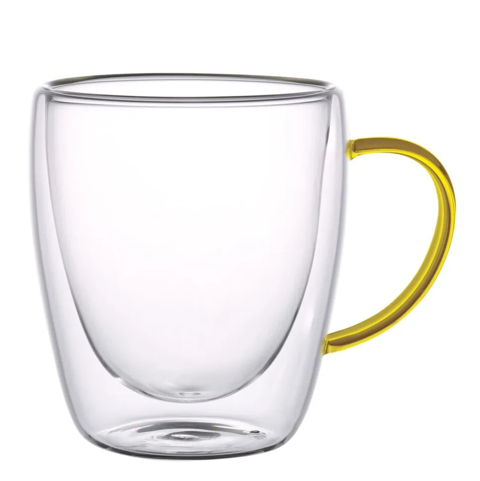Szklanki termiczne MG Home Renza, 2 sztuki, 300 ml, z żółtym uchem