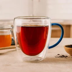 Szklanki termiczne MG Home Renza, 2 sztuki, 300 ml, z granatowym uchem