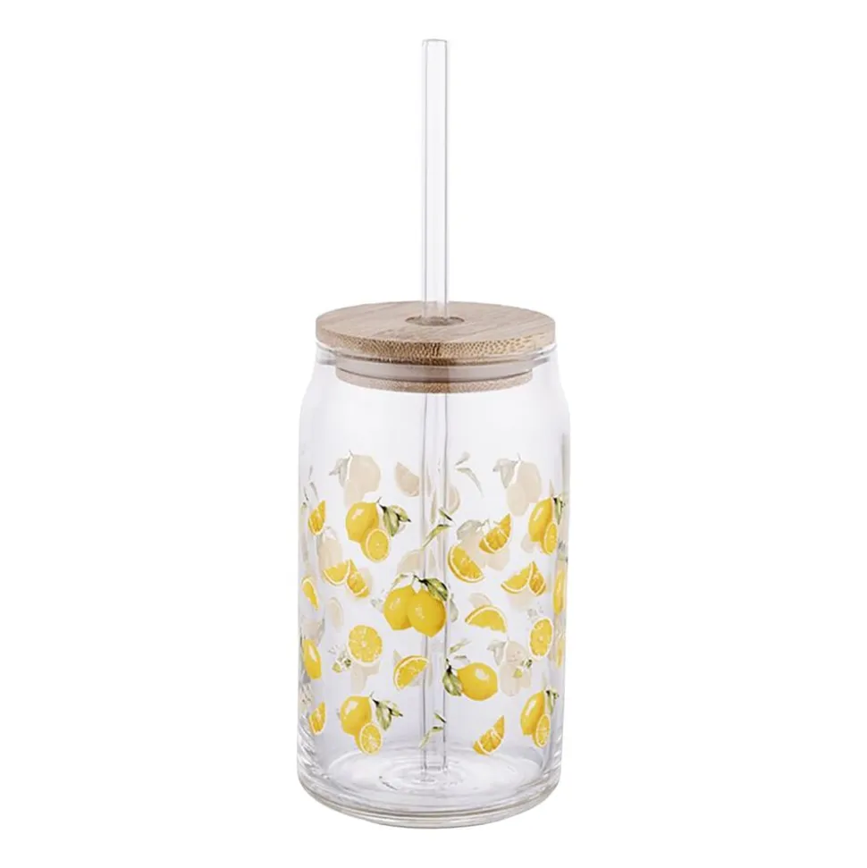 Szklanki ze słomką Florina Citrini, 6 sztuk, 450 ml, żółte
