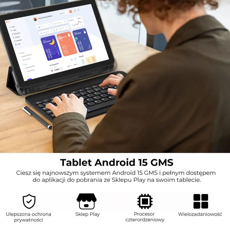 Tablet Extralink CP31, 10,1'', 128 GB, z etui, klawiaturą, myszą i rysikiem, zielony