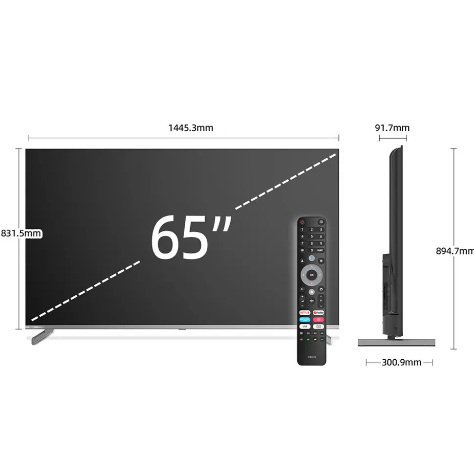 Telewizor 65'' CHiQ M65QN9V MiniLED, Google TV, 4K UHD, szary