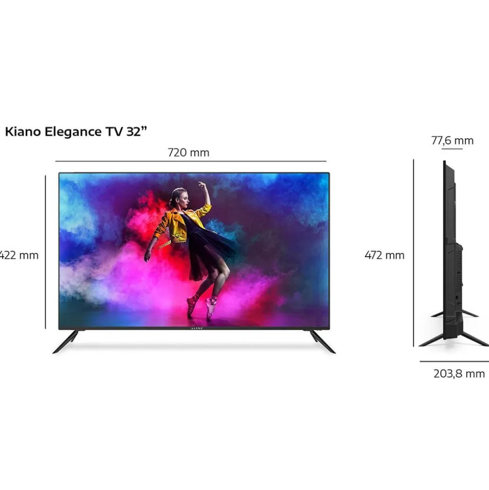 Telewizor 32" Kiano Elegance, bezramkowy, HD Ready, Smart TV, DVB-T2