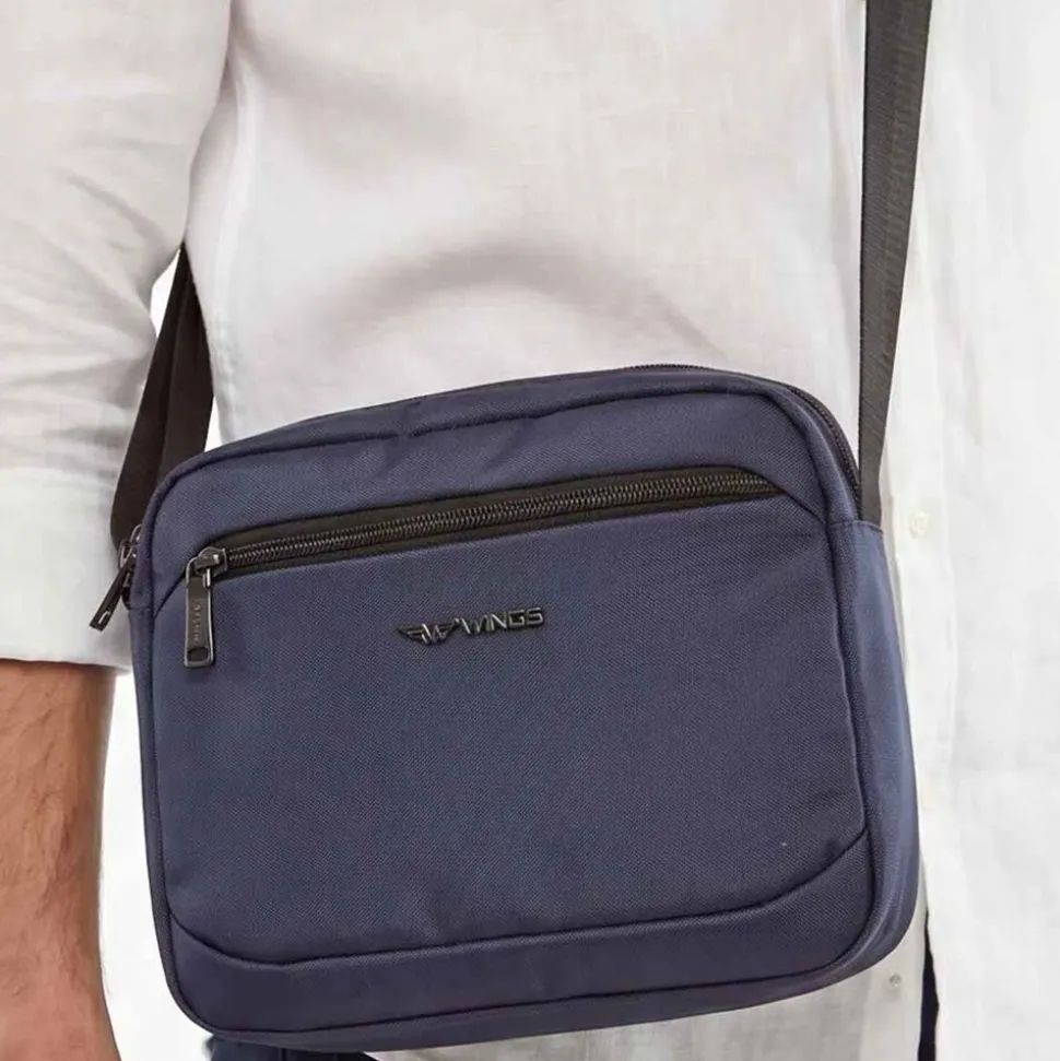Torba męska crossbody Wings Brant BRT01, 28 x 9 x 21 cm, 5 l, granatowa