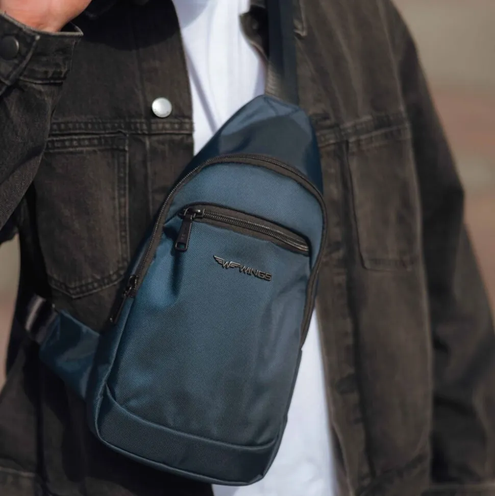 Torba męska crossbody Wings Brant BRT03, 17 x 6 x 35 cm, 3 l, granatowa