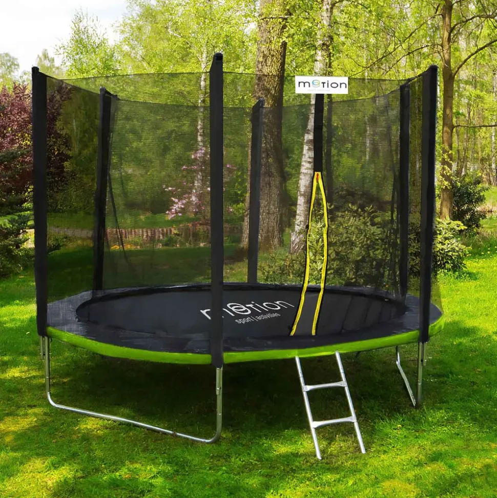 Trampolina Jumi Motion 8FT, 244 cm, z siatką zewnętrzną, zielona