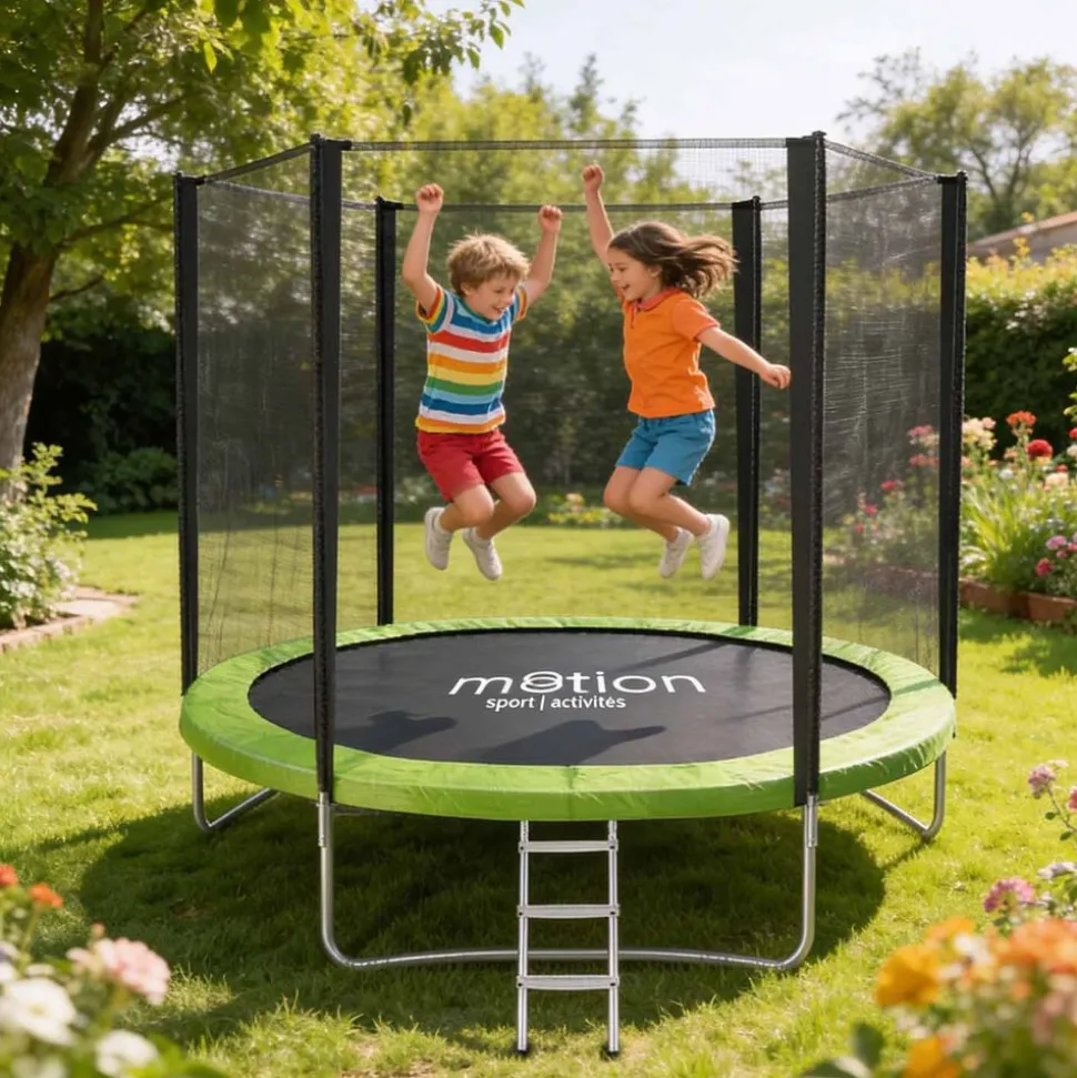 Trampolina Jumi Motion 10FT, 305 cm, z drabinką, zielona