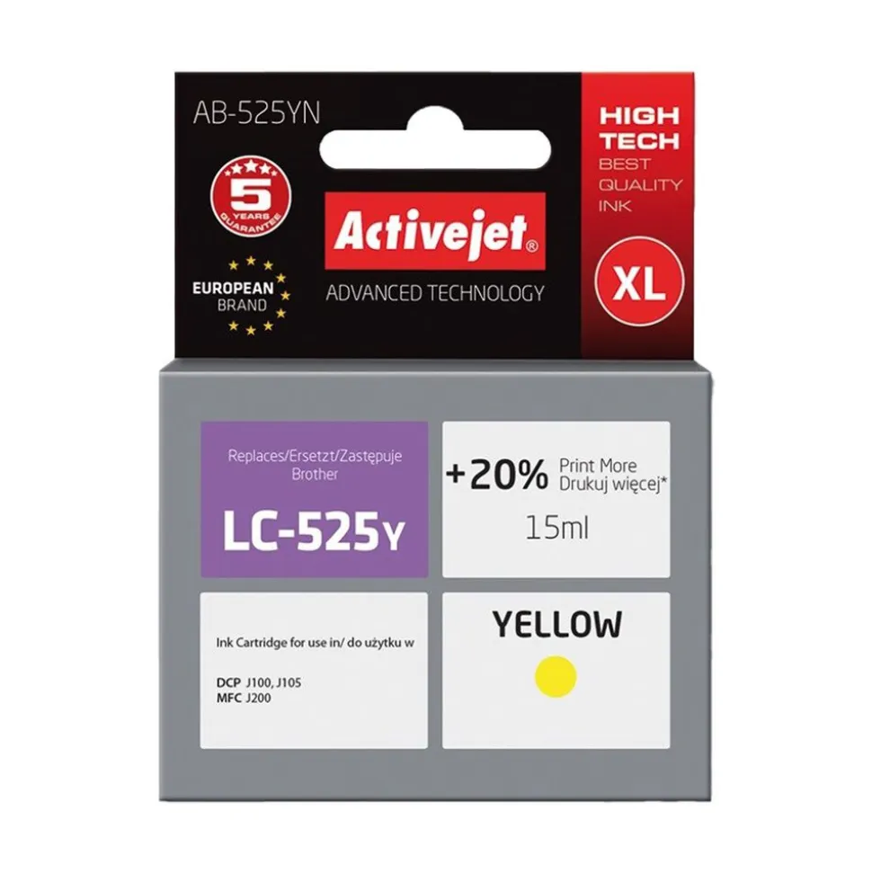 Tusz do drukarki atramentowej AB-525YN, pojemność 15 ml, żółty