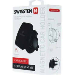 Uchwyt na telefon do samochodu do kratki Swissten, magnetyczny, obrotowy