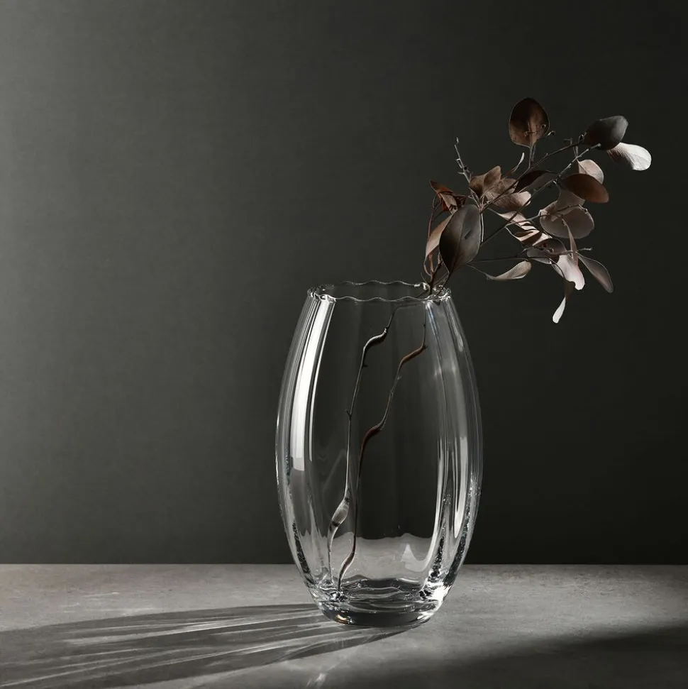 Wazon szklany Krosno Home, 23,5 cm, ryflowany