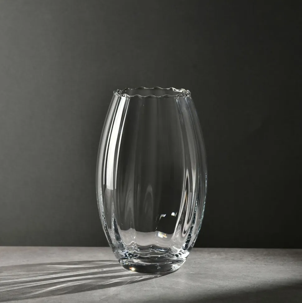Wazon szklany Krosno Home, 23,5 cm, ryflowany