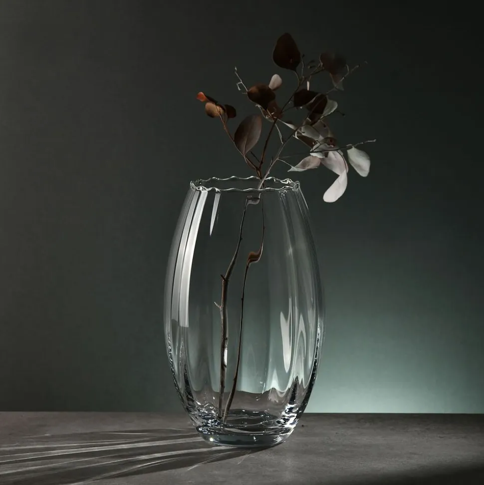 Wazon szklany Krosno Home, 23,5 cm, ryflowany
