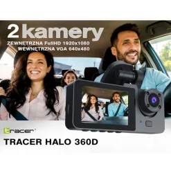 Wideorejestrator Tracer Halo 360D, Full HD, 2 kamery