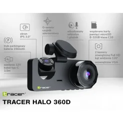 Wideorejestrator Tracer Halo 360D, Full HD, 2 kamery