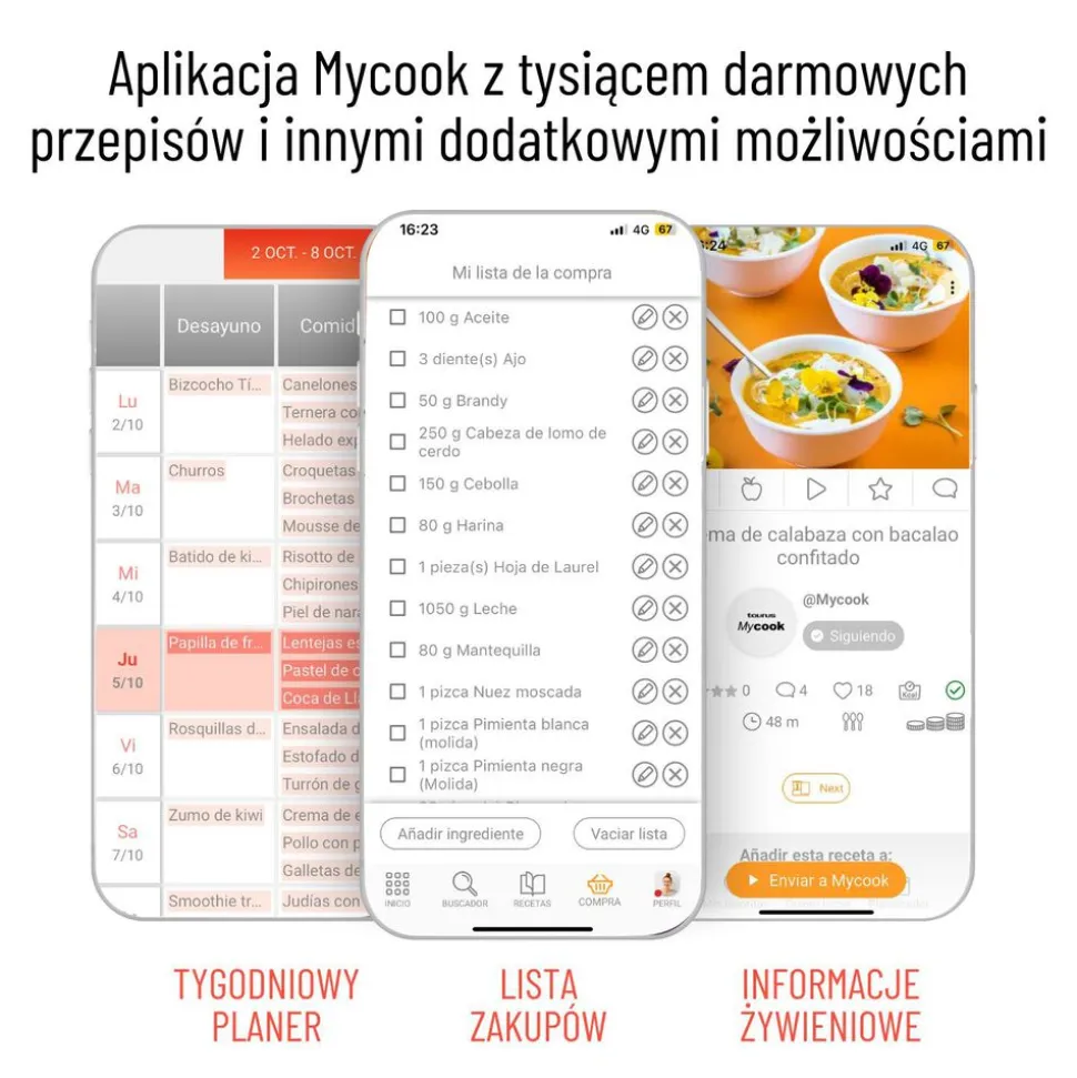 Wielofunkcyjny robot Taurus MyCook Next, 2000 W, sterowanie głosowe