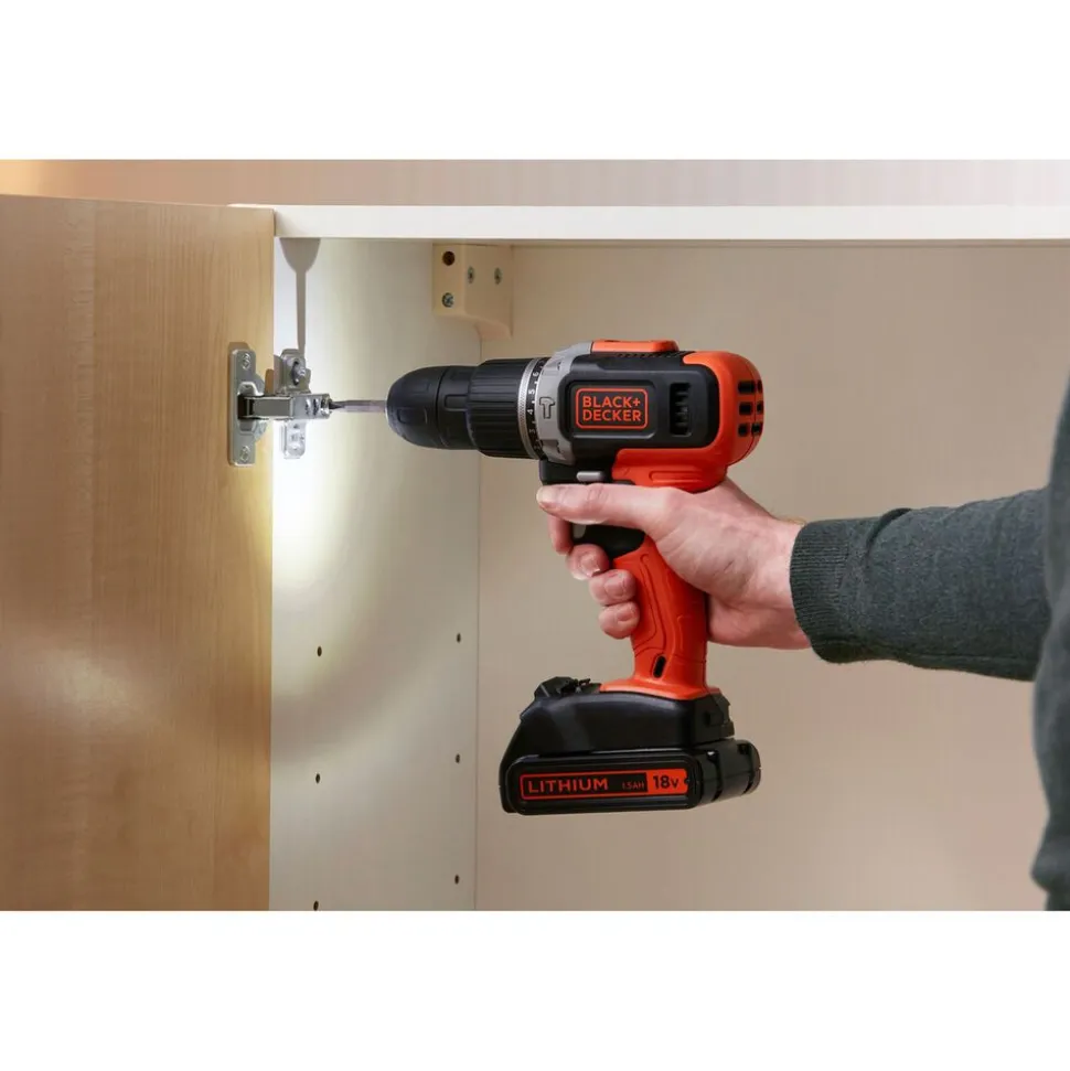 Wiertarko-wkrętarka Black+Decker, 18 V, 10 akcesoriów, torba