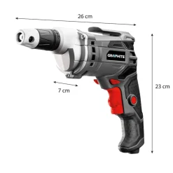 Wiertarko-wkrętarka sieciowa Graphite, 520 W, z walizką