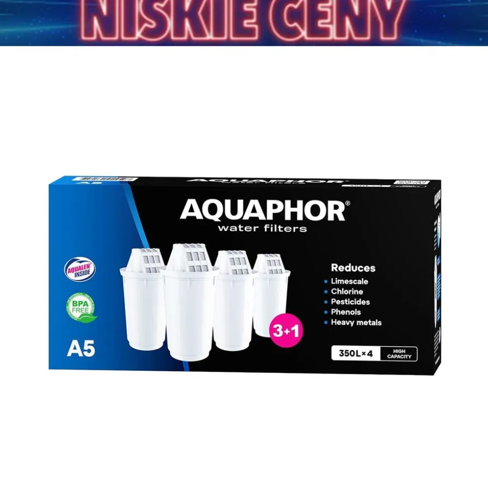 Wkład filtrujący Aquaphor A5, do dzbanka filtrującego, 4 sztuki