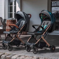 Wózek spacerowy MoMi Estelle Gold składany w walizkę, lekki, szaro-złoty