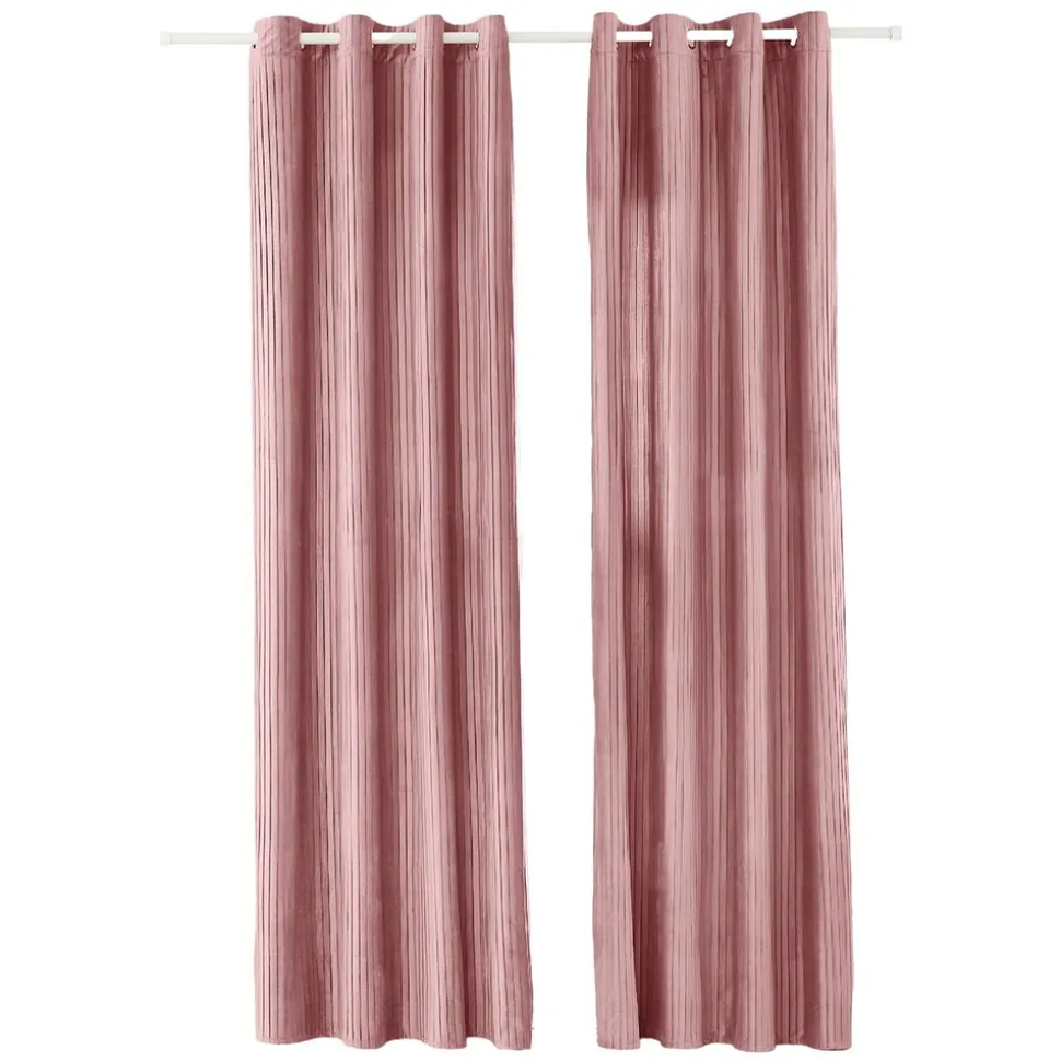 Zasłony aksamitne na przelotkach 135 x 250 cm Smukee Home, 2 szt., różowe