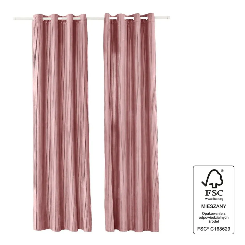Zasłony aksamitne na przelotkach 135 x 250 cm Smukee Home, 2 szt., różowe