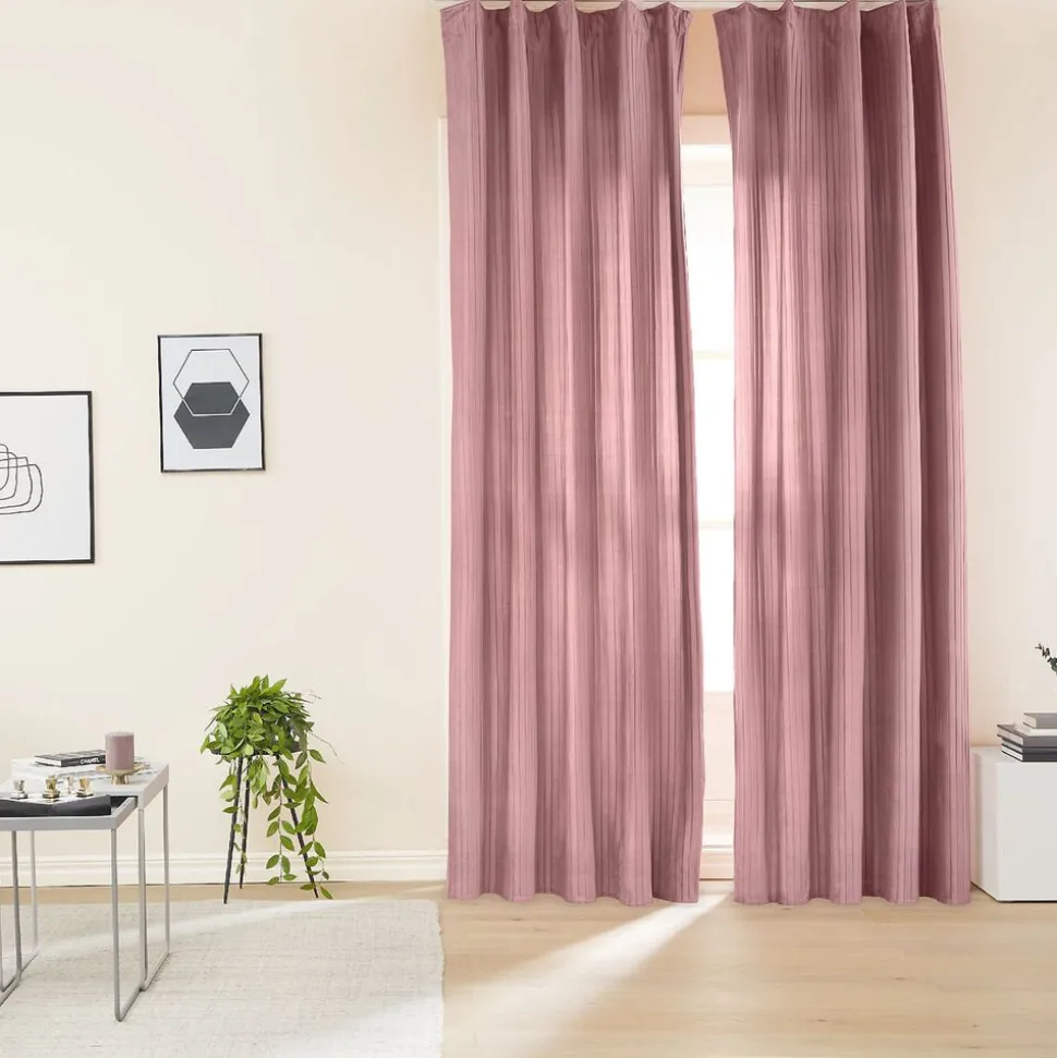 Zasłony aksamitne na taśmie 135 x 250 cm Smukee Home, 2 szt., różowe