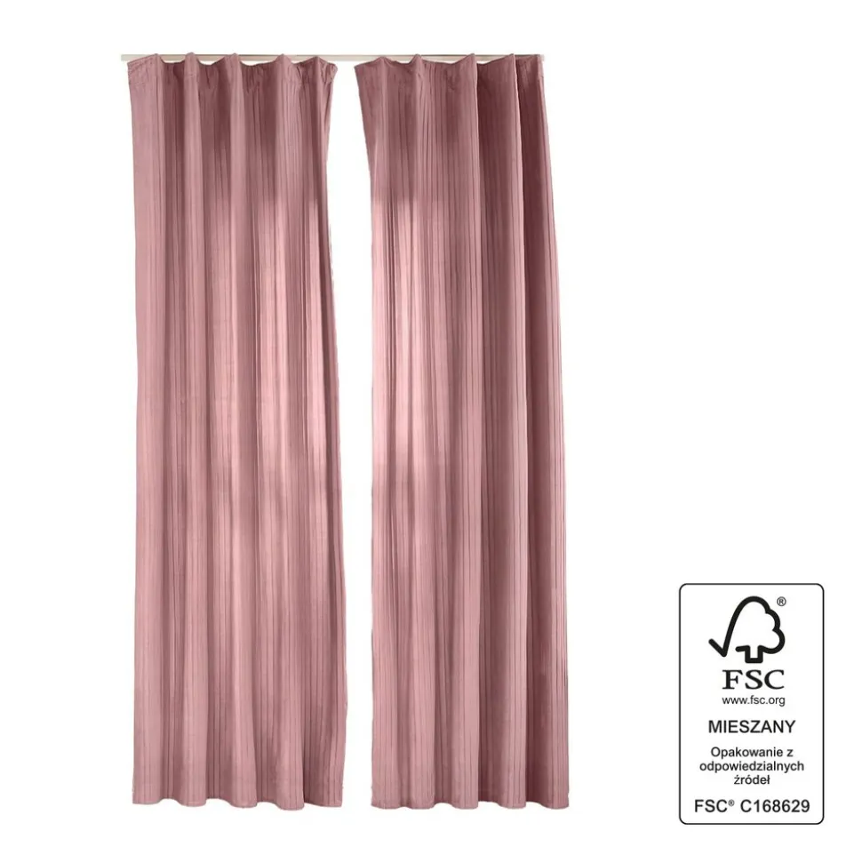 Zasłony aksamitne na taśmie 135 x 250 cm Smukee Home, 2 szt., różowe