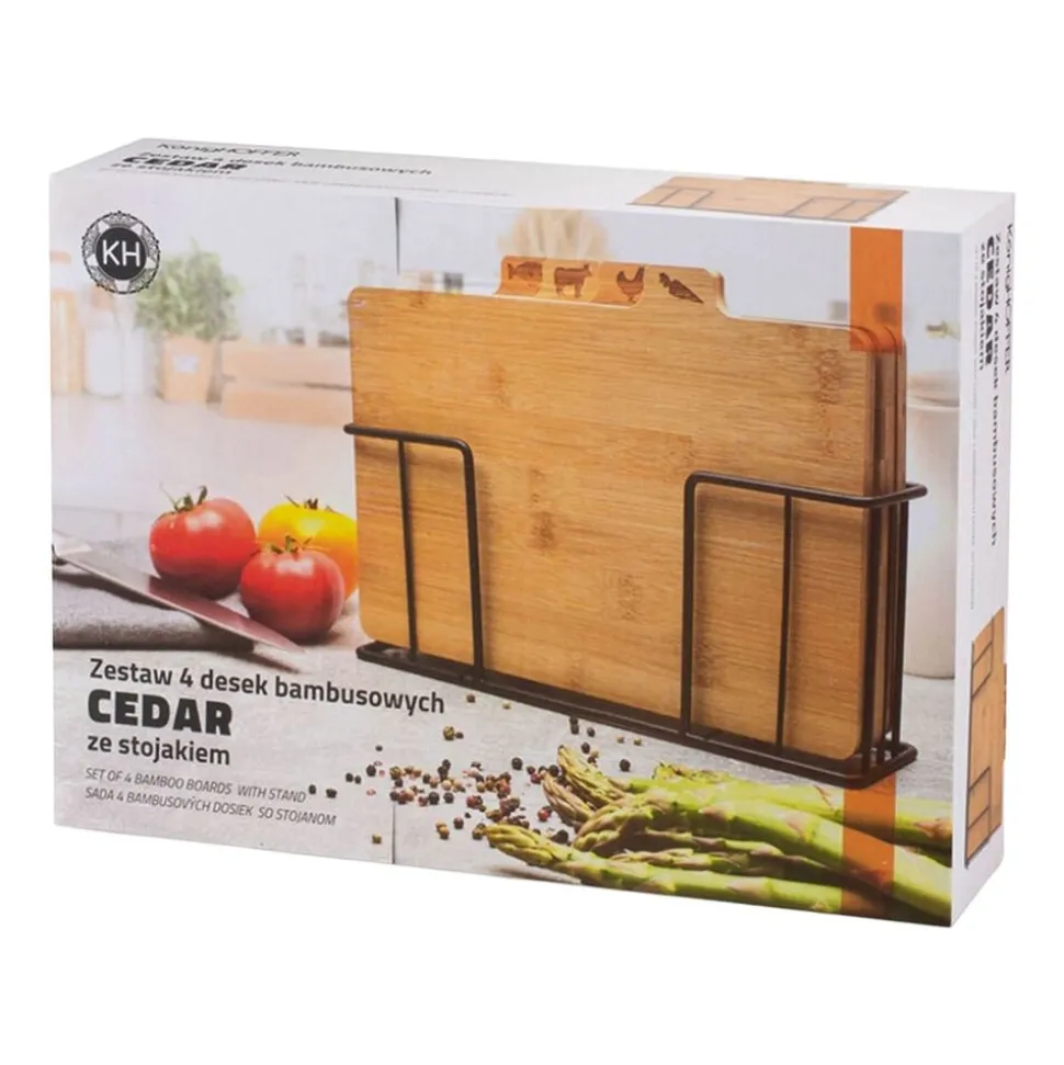 Zestaw 4 desek bambusowych Konighoffer Cedar, ze stojakiem