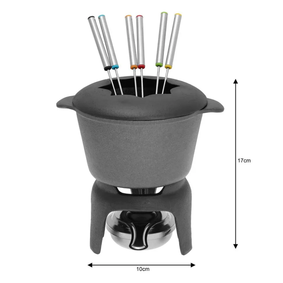 Zestaw do fondue Kinghoff, pokrywka, 6 widelczyków, żeliwny