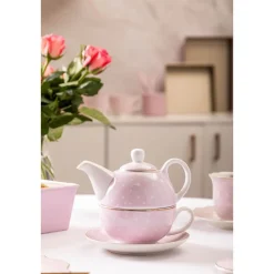 Zestaw do herbaty Altom Design Natalie Pink, w opasce, różowy