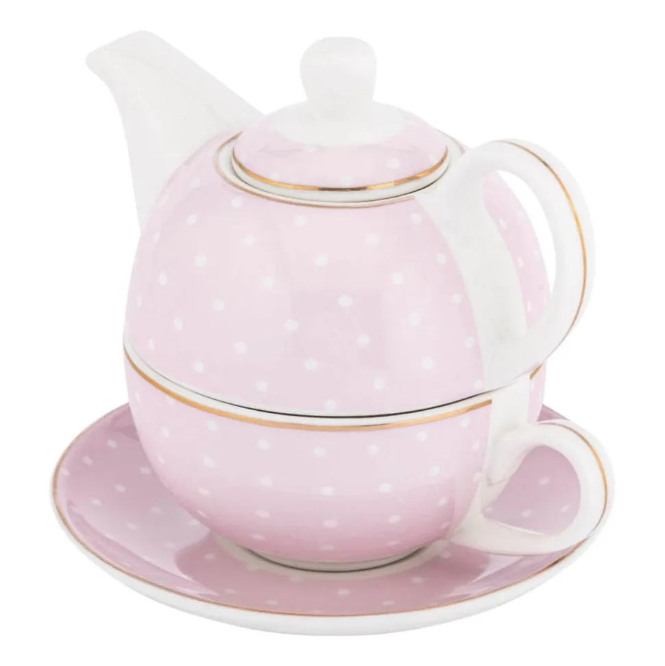 Zestaw do herbaty Altom Design Natalie Pink, w opasce, różowy