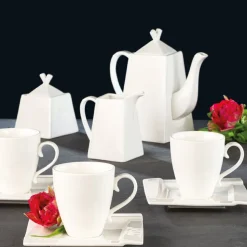 Zestaw do kawy i herbaty SOLE, dla 6 osób, 17 elementów, porcelanowy