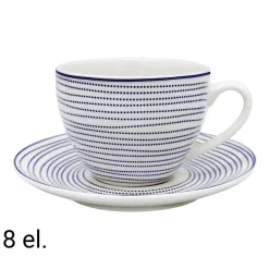 Zestaw do kawy z porcelany MG Home Marea, 240 ml, 8 elementów, biało-niebieski