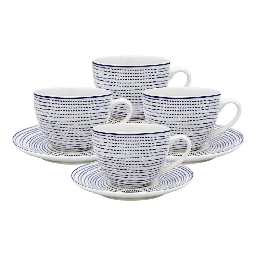 Zestaw do kawy z porcelany MG Home Marea, 240 ml, 8 elementów, biało-niebieski