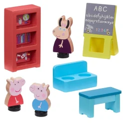 Zestaw drewniana szkoła z figurkami Peppa, podstawka Drop & Play