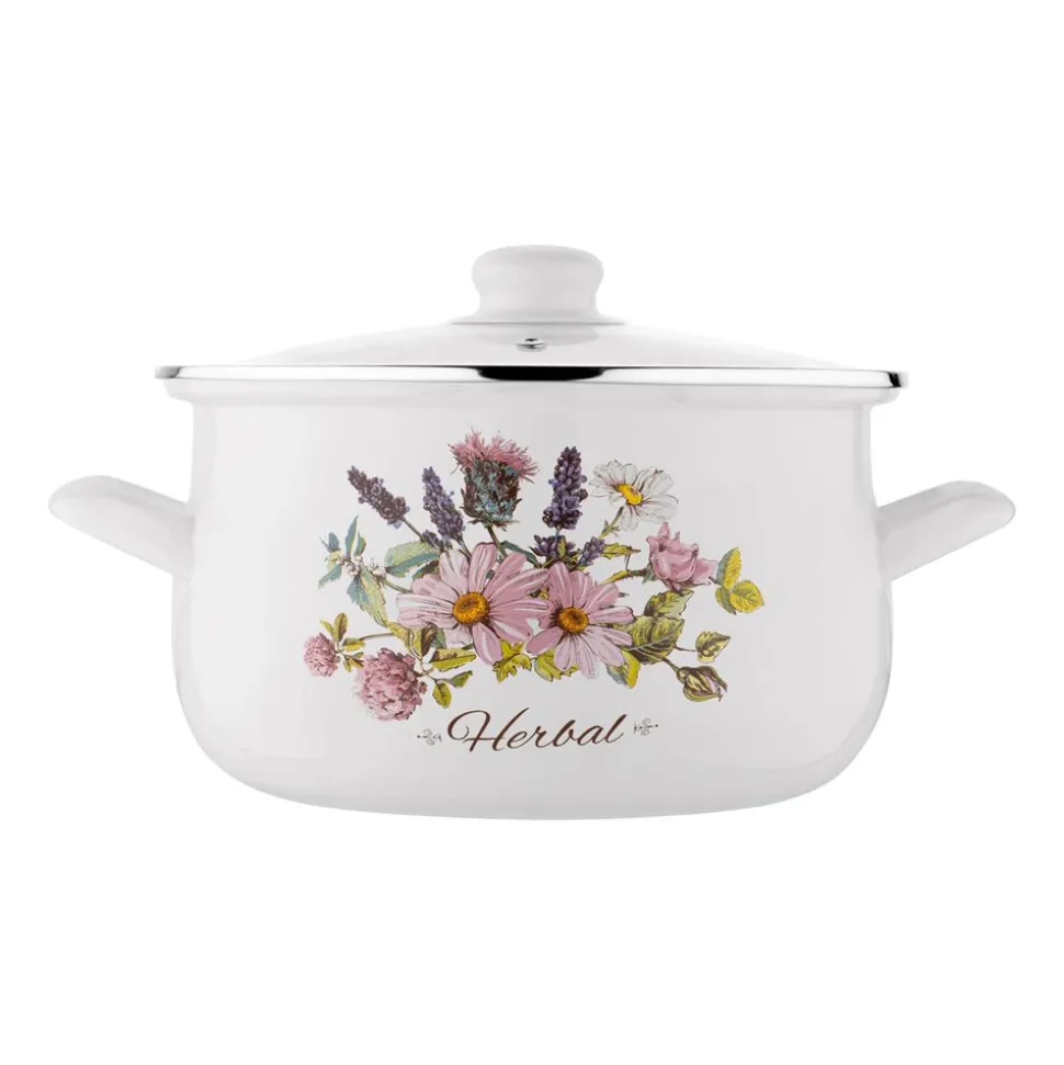 Zestaw garnków emaliowanych Tadar Herbal, 16/18/20/22 cm, z pokrywkami