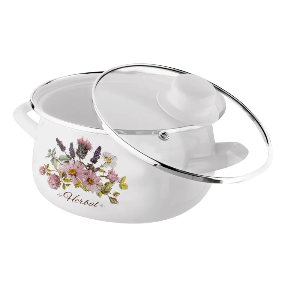 Zestaw garnków emaliowanych Tadar Herbal, 16/18/20/22 cm, z pokrywkami