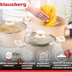 Zestaw garnków Klausberg, 6 elementów, aluminium z powłoką marmurkową