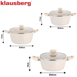 Zestaw garnków Klausberg, 6 elementów, aluminium z powłoką marmurkową