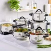 Zestaw garnków MG Home Black, 10 elementów, stal nierdzewna
