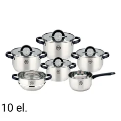 Zestaw garnków MG Home Black, 10 elementów, stal nierdzewna