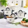 Zestaw garnków MG Home Black, 6 elementów, stal nierdzewna