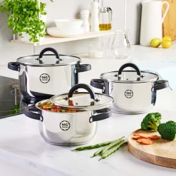 Zestaw garnków MG Home Black, 6 elementów, stal nierdzewna