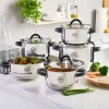 Zestaw garnków MG Home Black, 9 elementów, z wkładem do gotowania na parze