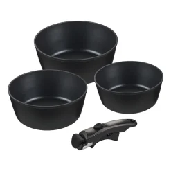 Zestaw garnków MG Home Clever Kitchen, 3 elementy, odpinana rączka, aluminium