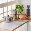 Zestaw garnków MG Home Moderno Brushed Steel, 6 elementów, stal nierdzewna