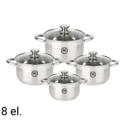 Zestaw garnków MG Home Moderno Brushed Steel, 8 elementów, stal szczotkowana