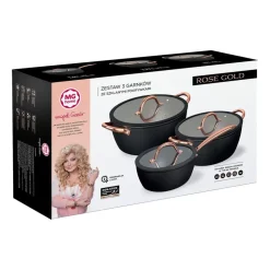Zestaw garnków MG Home Rose Gold, 6 elementów, aluminium