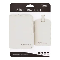 Zestaw identyfikator do bagażu i etui na paszport Wings ACS07, beżowy