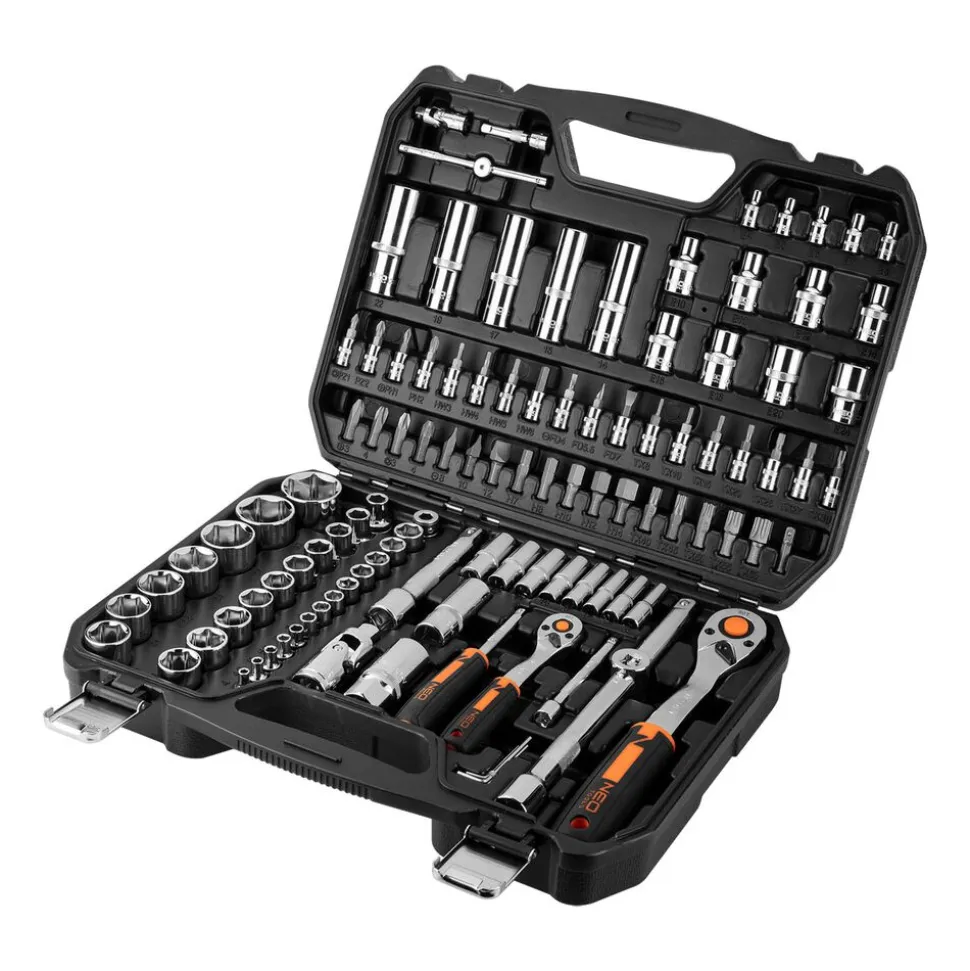 Zestaw kluczy nasadowych 1/2”, 1/4” Neo Tools, 110 szt., stal chromowo-wanadowa
